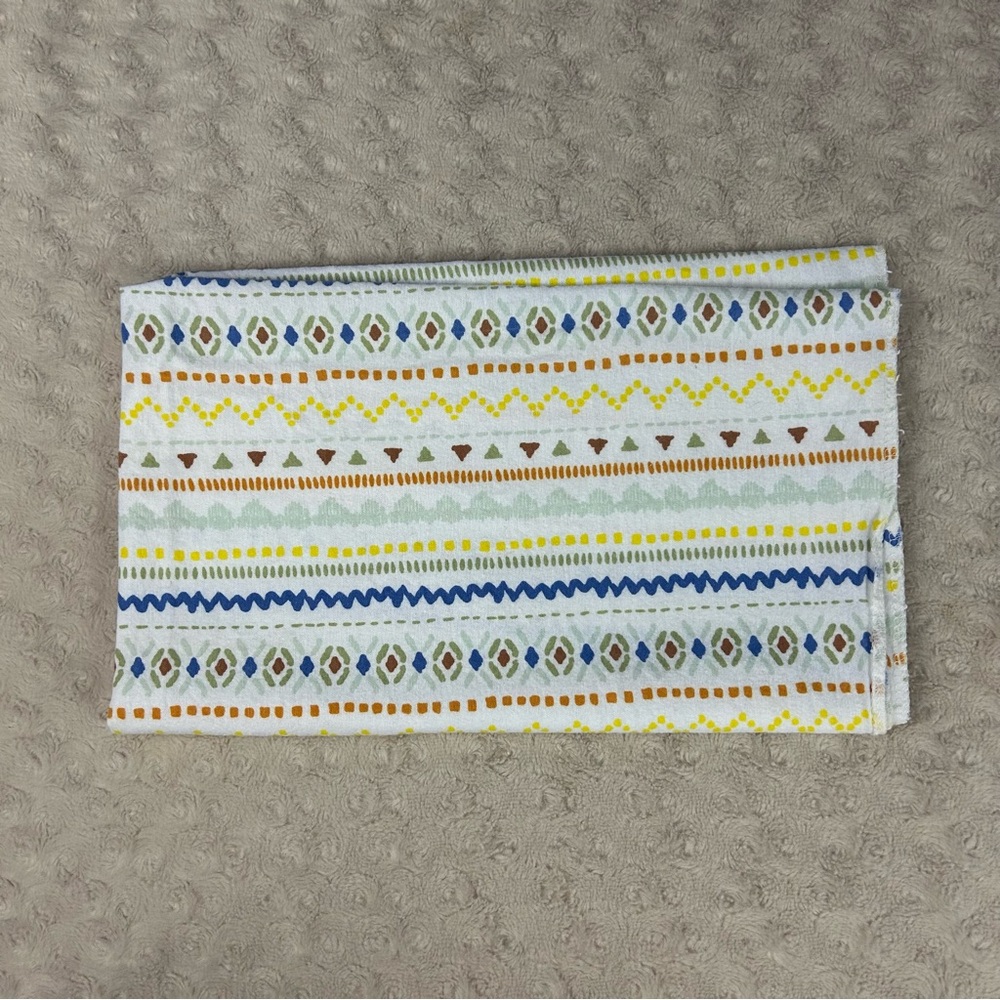Parent's Choice Triangles Stripes Baby Receiving Blanket Flannel Blue Yellow